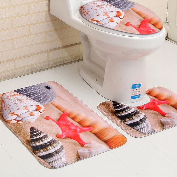 3D Printed Non Slip 3 pieces Bathroom sets Mat