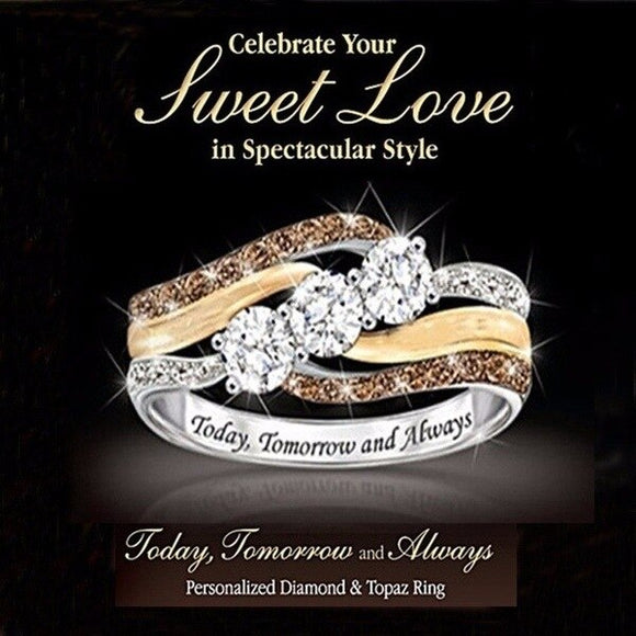 Crystal Two-Tone Women's Wedding Ring