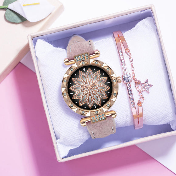 Romantic Starry Sky Wrist Watch Bracelet Set